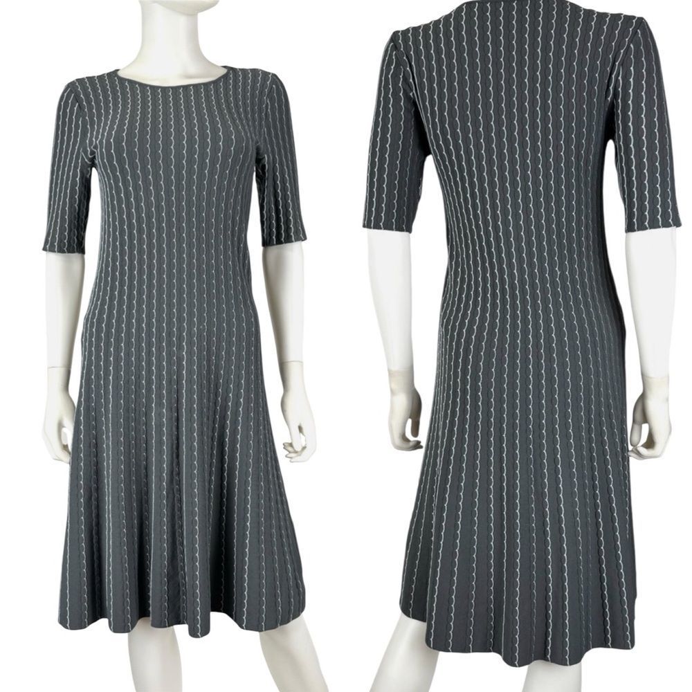 Armani Collezioni Charcoal Midi Dress with Stripes Size 2